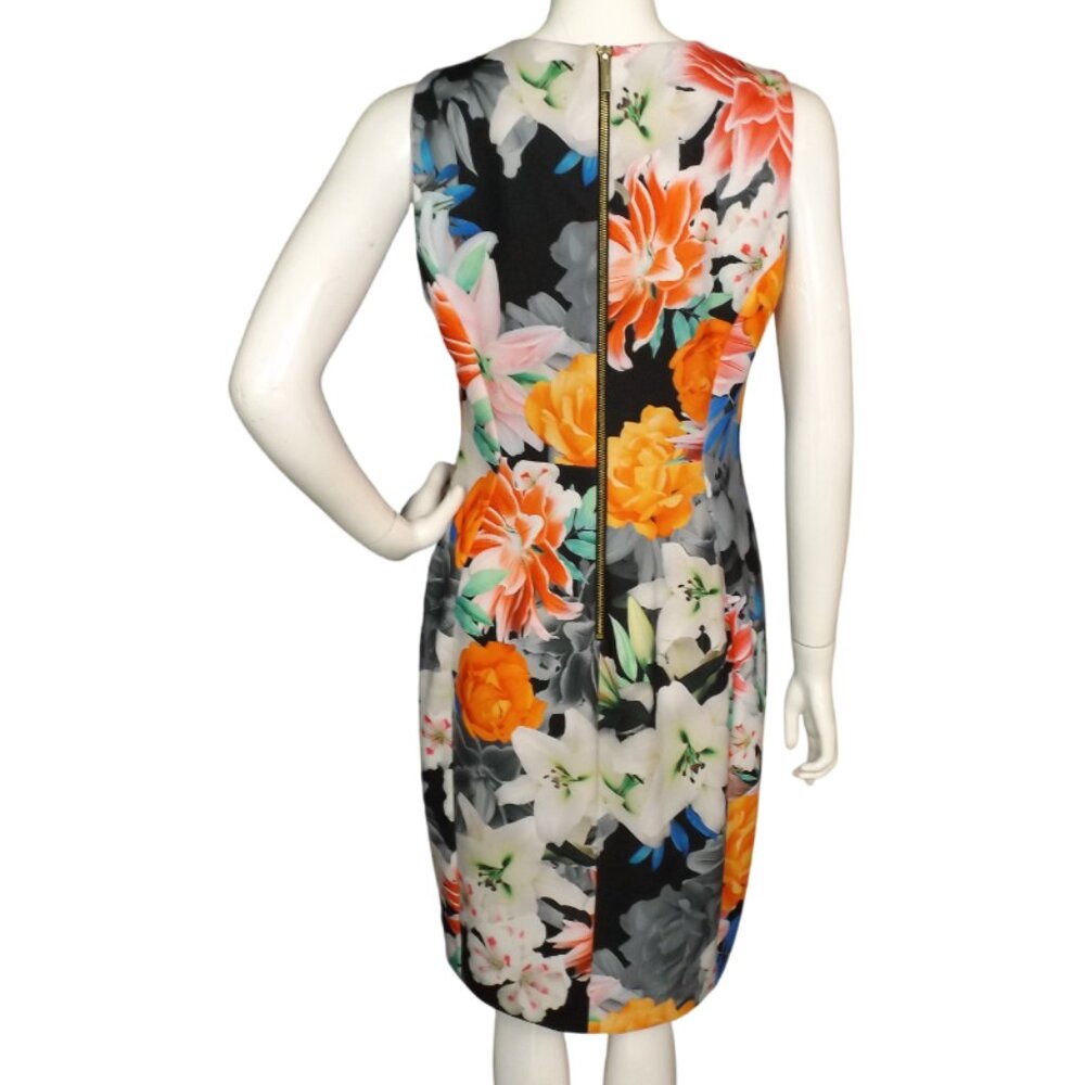 CALVIN KLEIN Dress, 12, Multicolor Floral, Sleeveless A-Line, Zips, Bold print - Picture 6 of 11